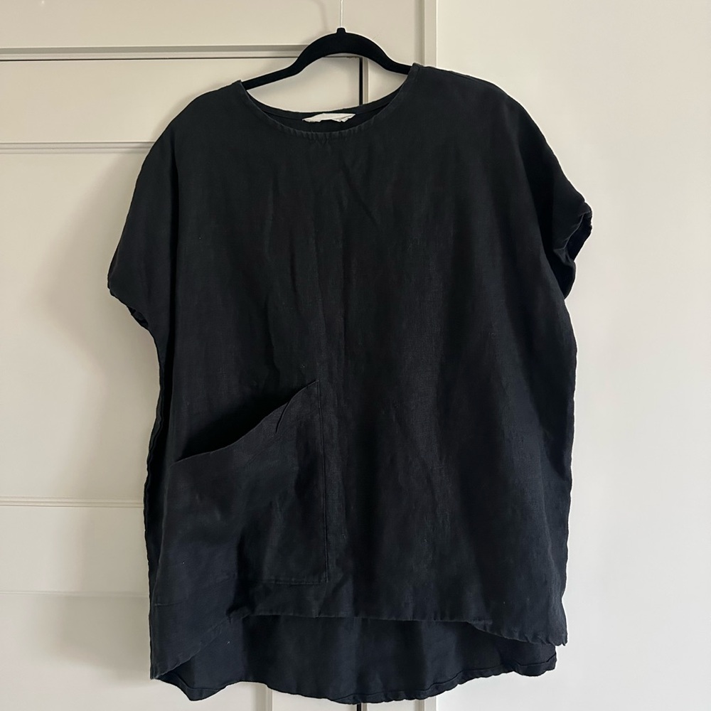 Elizabeth Suzann black linen Harper tunic OSM